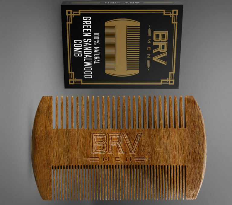 BRV MEN Beard Comb Green Sandalwood Cropped